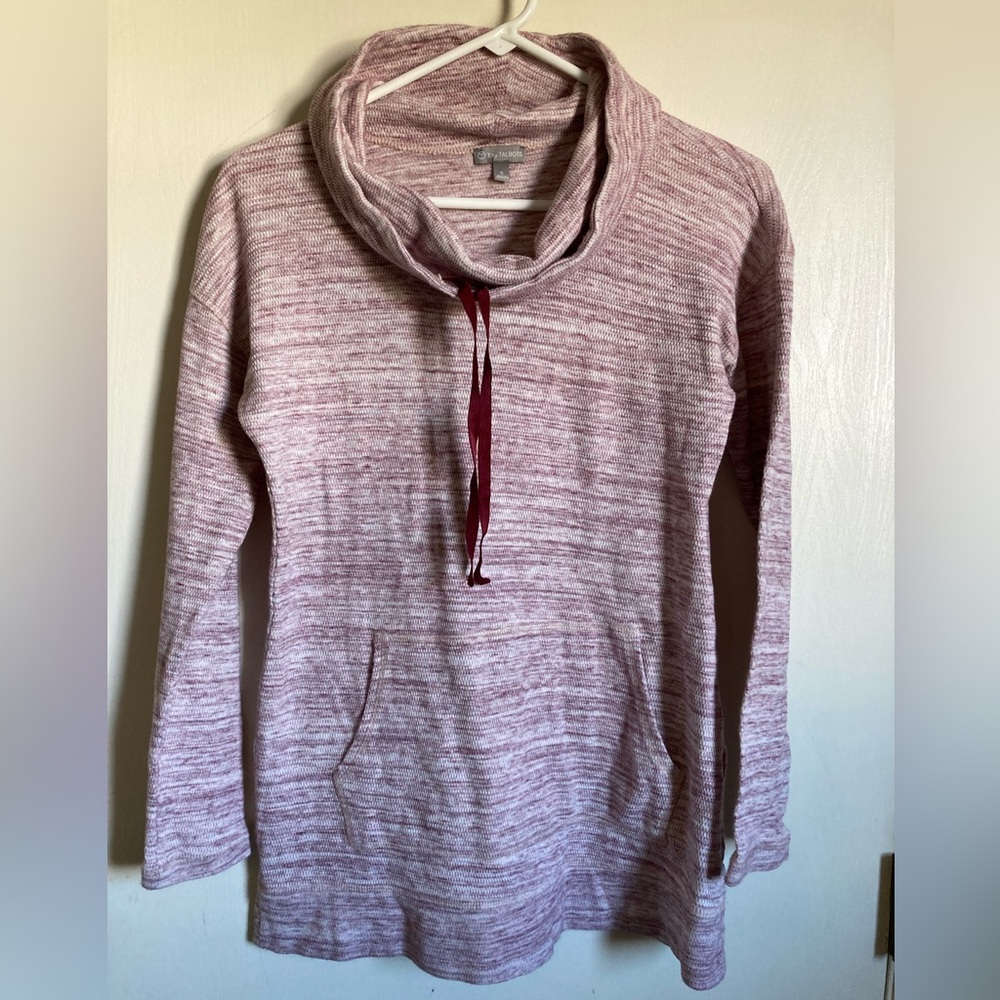 *T by Talbots Burgundy Maroon Marled Cowl Neck Small Thermal Shirt #R